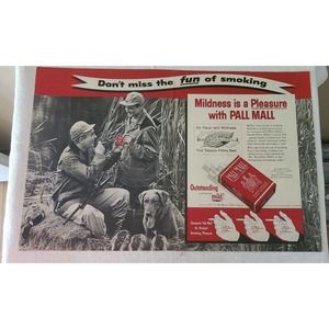 Vintage 1956 Pall Mall Cigarette Ad 14 x 22 inches Original
